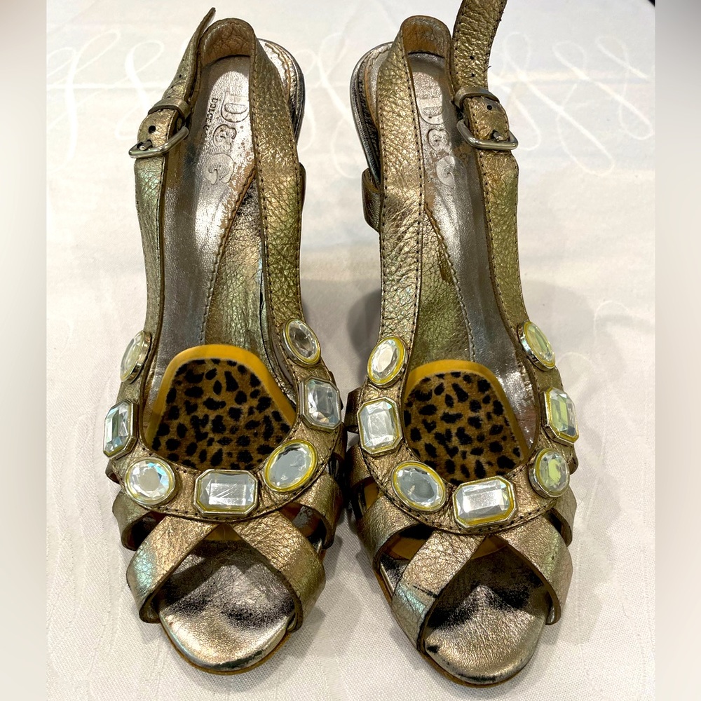 Dolce & Gabbana Jeweled Silver Wedges
